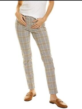 J.MCLAUGHLIN Lexi Aspen Glenn Plaid Tan Gray Straight Leg Jeans - SZ 8 / 30" W